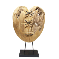 Serce z drewna tekowego dekoracja stojąca XL